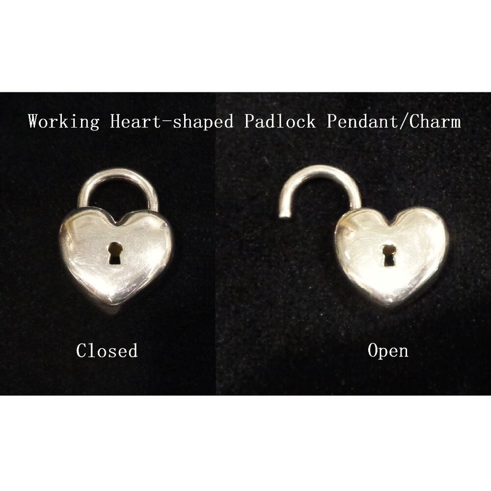Milor Italy Ultrafine Silver 950 Heart Lock Padlock Charm Pendant Working Clasp